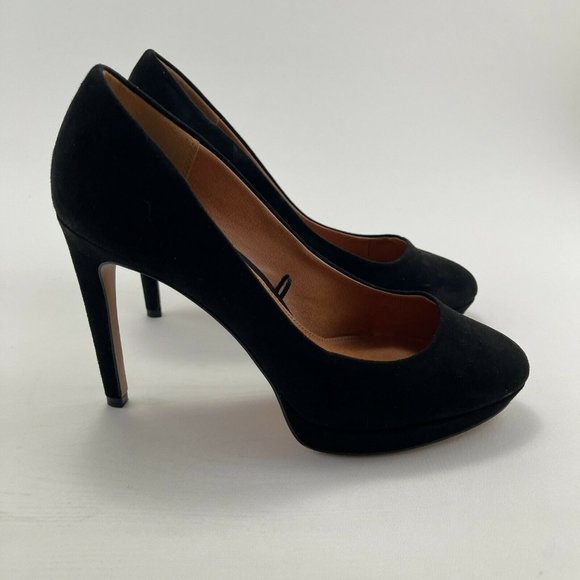 H&M Black Suede Leather Platform High Heel Classic Pumps US Size 8.5 - Picture 5 of 12